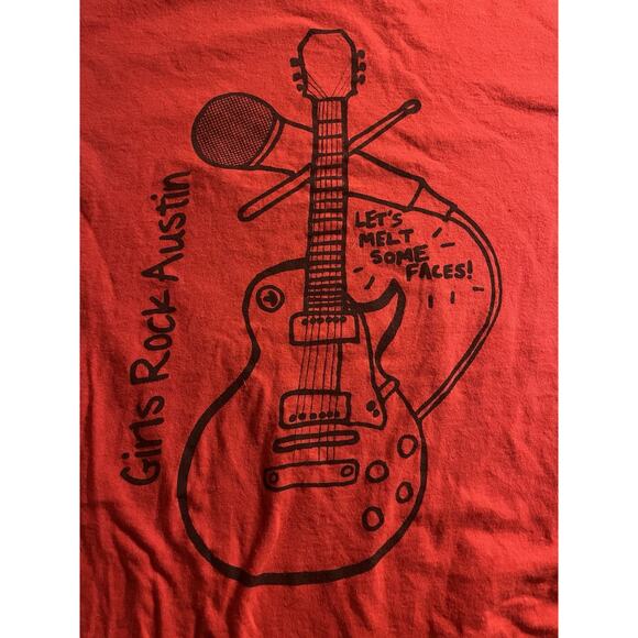Girls Rock Austin T-Shirt Large Red Graphic Band Guitar Music Festival Tee - Picture 3 of 8
